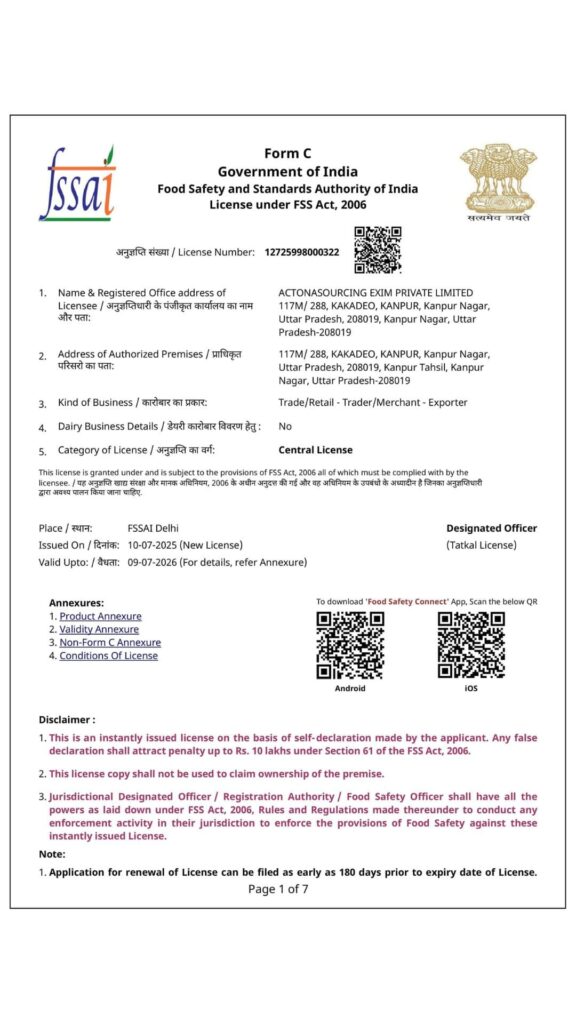 FSSAI-ActonaSourcing