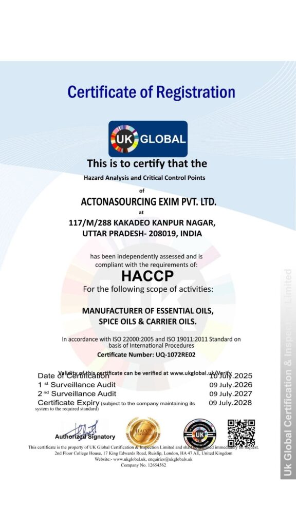 HACCP ACTONASOURCING EXIM PVT LTD FINAL