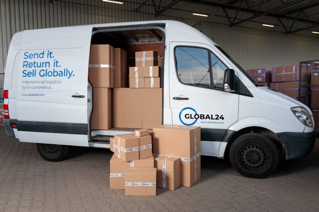 Export cartons loaded in a warehouse ready for EU customs clearance