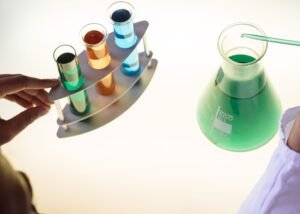 Laboratory technician preparing a sample for an essential oil certificate of analysis